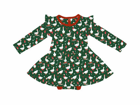Pre order Merry Goosemas Long Sleeve Twirl bodysuit